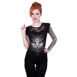 Cat's tears - T-shirt femme chat fantasy - Spiral