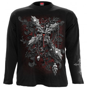 boutique tee shirt motif crane gothique homme manches longues cross darkness spiral