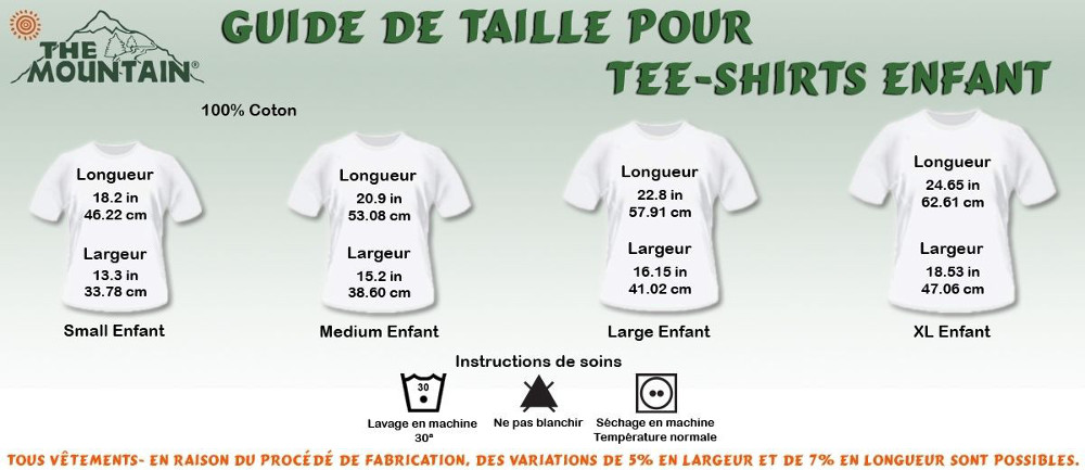 taille tee shirt the mountain enfant manches courtes